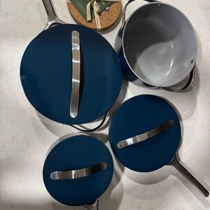 Deep Blue Nonstick Cookware Set with Lids